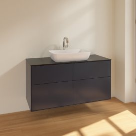 Тумба під раковину Villeroy & Boch Finion 120х50,1 см МДФ темно-синій матовий лак/скло чорне матове F79200HG