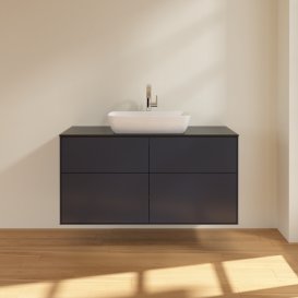 Тумба під раковину Villeroy & Boch Finion 120х50,1 см МДФ темно-синій матовий лак/скло чорне матове F79200HG