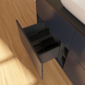 Тумба під раковину Villeroy & Boch Finion 120х50,1 см МДФ темно-синій матовий лак/скло чорне матове F79200HG