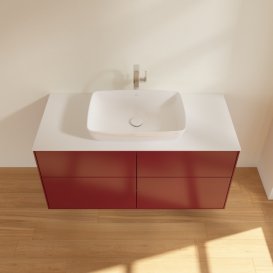 Тумба под раковину Villeroy & Boch Finion 120х50,1 см с подсветкой МДФ пион матовый лак/стекло белое матовое G79100HB