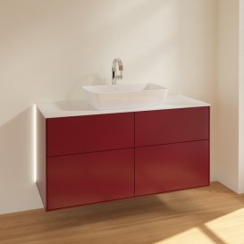 Тумба под раковину Villeroy & Boch Finion 120х50,1 см с подсветкой МДФ пион матовый лак/стекло белое матовое G79100HB