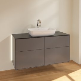 Тумба під раковину Villeroy & Boch Finion 120х50,1 см з підсвічуванням антрацит матовий лак/скло чорне матове G79200GK