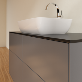 Тумба під раковину Villeroy & Boch Finion 120х50,1 см з підсвічуванням антрацит матовий лак/скло чорне матове G79200GK