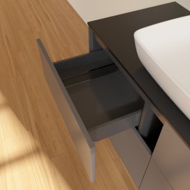 Тумба під раковину Villeroy & Boch Finion 120х50,1 см з підсвічуванням антрацит матовий лак/скло чорне матове G79200GK