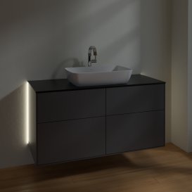 Тумба під раковину Villeroy & Boch Finion 120х50,1 см з підсвічуванням антрацит матовий лак/скло чорне матове G79200GK