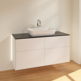 Тумба под раковину Villeroy & Boch Finion 120х50,1 см с подсветкой МДФ белый матовый лак/стекло черное матовое G79200MT