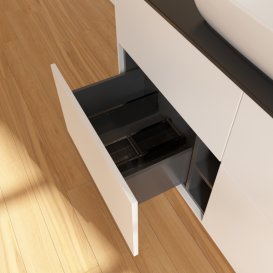 Тумба под раковину Villeroy & Boch Finion 120х50,1 см с подсветкой МДФ белый матовый лак/стекло черное матовое G79200MT