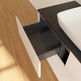 Тумба под раковину Villeroy & Boch Finion 120х50,1 см с подсветкой МДФ белый матовый лак/стекло черное матовое G79200MT