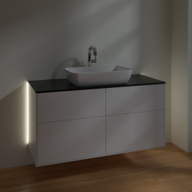 Тумба під раковину Villeroy & Boch Finion 120х50,1 см із підсвічуванням МДФ білий матовий лак/скло чорне матове G79200MT