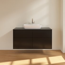 Тумба под раковину Villeroy & Boch Finion 120х50,1 см с подсветкой МДФ черный матовый лак/стекло черное матовое G79200PD