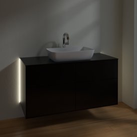 Тумба под раковину Villeroy & Boch Finion 120х50,1 см с подсветкой МДФ черный матовый лак/стекло черное матовое G79200PD