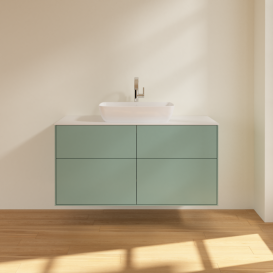 Тумба під раковину Villeroy & Boch Finion 120х50,1 см із підсвічуванням МДФ оливковий матовий лак/скло біле матове G79100GM