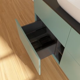 Тумба под раковину Villeroy & Boch Finion 120х50,1 см с подсветкой МДФ оливковый матовый лак/стекло черное матовое G79200GM