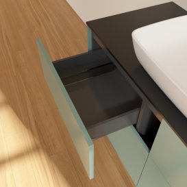 Тумба под раковину Villeroy & Boch Finion 120х50,1 см с подсветкой МДФ оливковый матовый лак/стекло черное матовое G79200GM