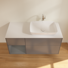 Тумба під раковину Villeroy & Boch Finion 120х50,1 см із підсвічуванням МДФ антрацит матовий лак/скло біле матове F801GKGK