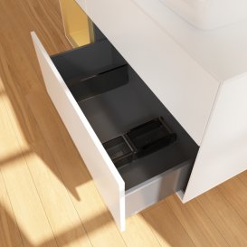 Тумба під раковину Villeroy & Boch Finion 120х50,1 см із підсвічуванням МДФ білий матовий лак/скло біле матове F801HFMT