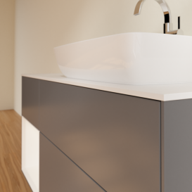 Тумба під раковину Villeroy & Boch Finion 120х50,1 см із підсвічуванням МДФ антрацит матовий лак/скло біле матове F801MTGK