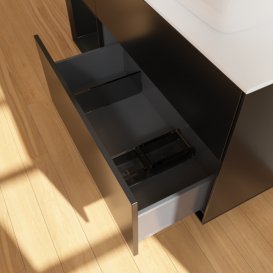 Тумба под раковину Villeroy & Boch Finion 120х50,1 см с подсветкой МДФ черный матовый лак/стекло белое матовое F801PDPD