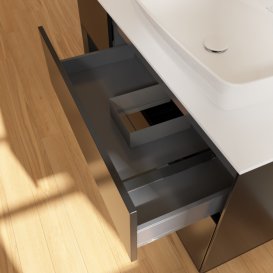 Тумба под раковину Villeroy & Boch Finion 120х50,1 см с подсветкой МДФ черный матовый лак/стекло белое матовое F801PDPD