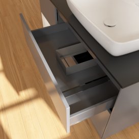 Тумба под раковину Villeroy & Boch Finion 120х50,1 см с подсветкой МДФ антрацит матовый лак/стекло черное матовое F802GFGK