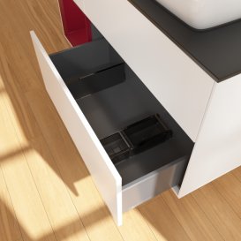 Тумба під раковину Villeroy & Boch Finion 120х50,1 см із підсвічуванням МДФ білий матовий лак/скло чорне матове F802HBMT