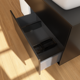 Тумба під раковину Villeroy & Boch Finion 120х50,1 см із підсвічуванням МДФ чорний матовий лак/скло чорне матове F802MTPD