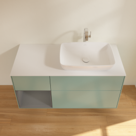 Тумба під раковину Villeroy & Boch Finion 120х50,1 см із підсвічуванням МДФ оливковий матовий лак/скло біле матове F801GKGM