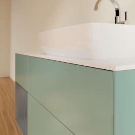 Тумба під раковину Villeroy & Boch Finion 120х50,1 см із підсвічуванням МДФ оливковий матовий лак/скло біле матове F801GKGM