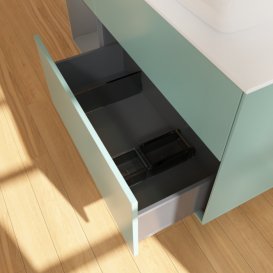 Тумба під раковину Villeroy & Boch Finion 120х50,1 см із підсвічуванням МДФ оливковий матовий лак/скло біле матове F801GKGM