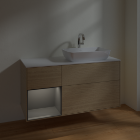 Тумба під раковину Villeroy & Boch Finion 120х50,1 см із підсвічуванням МДФ шпон дуба/скло біле матове F801GKPC