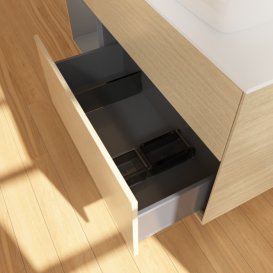 Тумба під раковину Villeroy & Boch Finion 120х50,1 см із підсвічуванням МДФ шпон дуба/скло біле матове F801GKPC