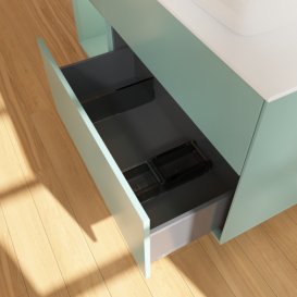 Тумба під раковину Villeroy & Boch Finion 120х50,1 см із підсвічуванням МДФ оливковий матовий лак/скло біле матове F801GMGM