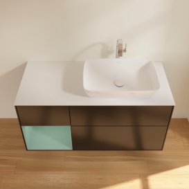 Тумба под раковину Villeroy & Boch Finion 120х50,1 см с подсветкой МДФ черный матовый лак/стекло белое матовое F801GMPD