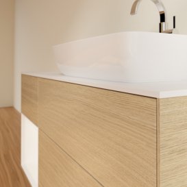 Тумба под раковину Villeroy & Boch Finion 120х50,1 см с подсветкой МДФ шпон дуба/стекло белое матовое F801MTPC