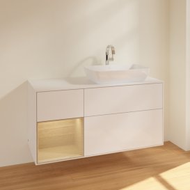 Тумба под раковину Villeroy & Boch Finion 120х50,1 см с подсветкой МДФ глянцевый белый лак/стекло белое матовое F801PCGF