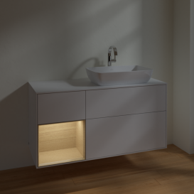 Тумба под раковину Villeroy & Boch Finion 120х50,1 см с подсветкой МДФ глянцевый белый лак/стекло белое матовое F801PCGF