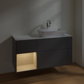 Тумба под раковину Villeroy & Boch Finion 120х50,1 см с подсветкой МДФ антрацит матовый лак/стекло белое матовое F801PCGK