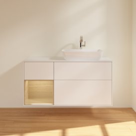 Тумба под раковину Villeroy & Boch Finion 120х50,1 см с подсветкой МДФ белый матовый лак/стекло белое матовое F801PCMT