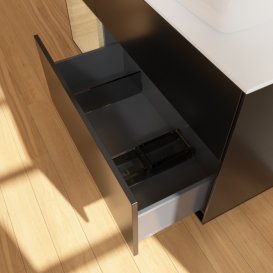 Тумба под раковину Villeroy & Boch Finion 120х50,1 см с подсветкой МДФ черный матовый лак/стекло белое матовое F801PCPD