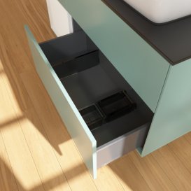 Тумба під раковину Villeroy & Boch Finion 120х50,1 см із підсвічуванням МДФ оливковий матовий лак/скло чорне матове F802GFGM