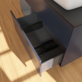 Тумба під раковину Villeroy & Boch Finion 120х50,1 см із підсвічуванням МДФ темно-синій матовий лак/скло чорне матове F802GKHG