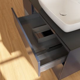 Тумба під раковину Villeroy & Boch Finion 120х50,1 см із підсвічуванням МДФ темно-синій матовий лак/скло чорне матове F802GKHG