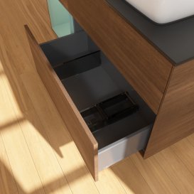 Тумба под раковину Villeroy & Boch Finion 120х50,1 см с подсветкой МДФ шпон грецкого ореха/стекло черное матовое F802GMGN