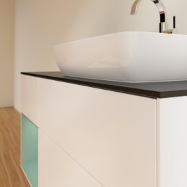 Тумба під раковину Villeroy & Boch Finion 120х50,1 см із підсвічуванням МДФ білий матовий лак/скло чорне матове F802GMMT