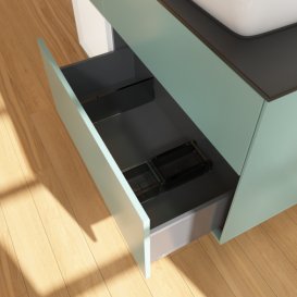 Тумба під раковину Villeroy & Boch Finion 120х50,1 см із підсвічуванням МДФ оливковий матовий лак/скло чорне матове F802MTGM