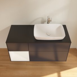 Тумба під раковину Villeroy & Boch Finion 120х50,1 см із підсвічуванням МДФ темно-синій матовий лак/скло чорне матове F802MTHG