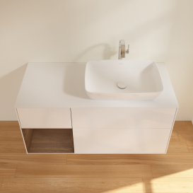 Тумба під раковину Villeroy & Boch Finion 120х50,1 см із підсвічуванням МДФ білий глянцевий лак/скло біле матове G801GNGF