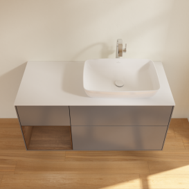 Тумба під раковину Villeroy & Boch Finion 120х50,1 см із підсвічуванням МДФ антрацит матовий лак/скло біле матове G801GNGK