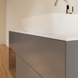 Тумба під раковину Villeroy & Boch Finion 120х50,1 см із підсвічуванням МДФ антрацит матовий лак/скло біле матове G801GNGK