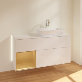 Тумба під раковину Villeroy & Boch Finion 120х50,1 см із підсвічуванням МДФ білий глянцевий лак/скло біле матове G801HFGF